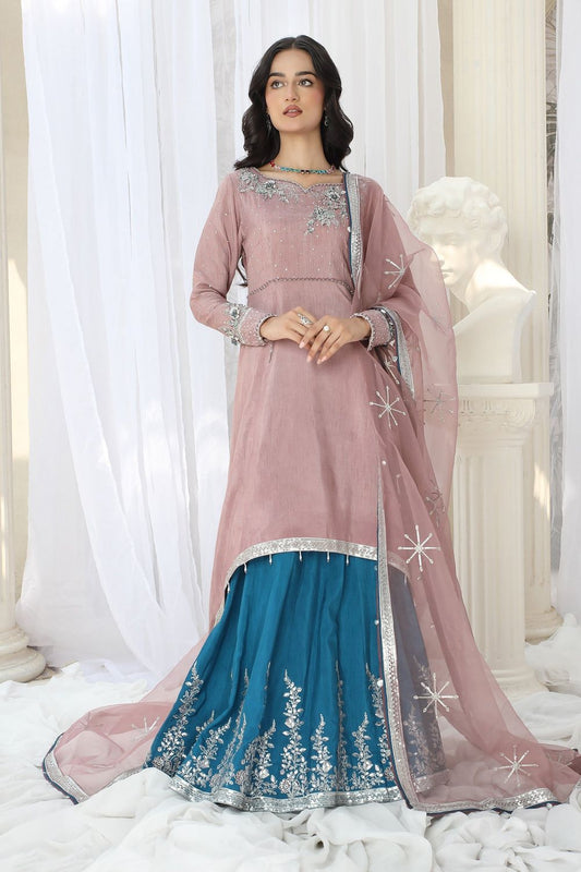 Mauve Pink Raw Silk Pishwas Party Wear Online in Dubai UAE Abudhabi Ajman Sharjah