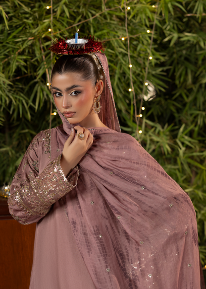 Mauve Raw Silk Embroidered Pakistani Wedding Dress Online in Dubai UAE Abudhabi Ajman Sharjah
