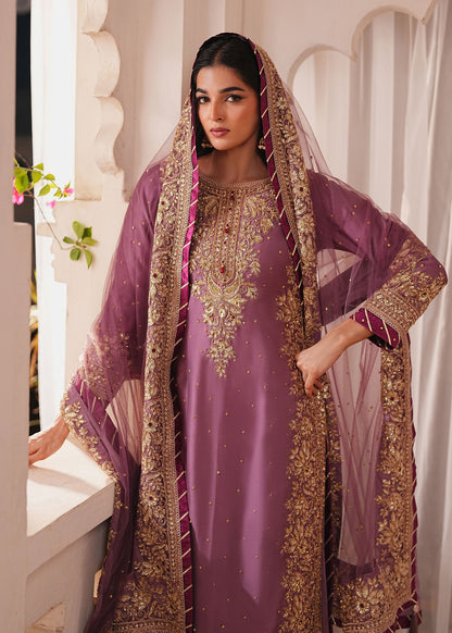Mauve Silk Charmeuse Gharara Pakistani Designer Suit Online in KSA Riyadh Saudi Arabia Oman Bahrain Qatar