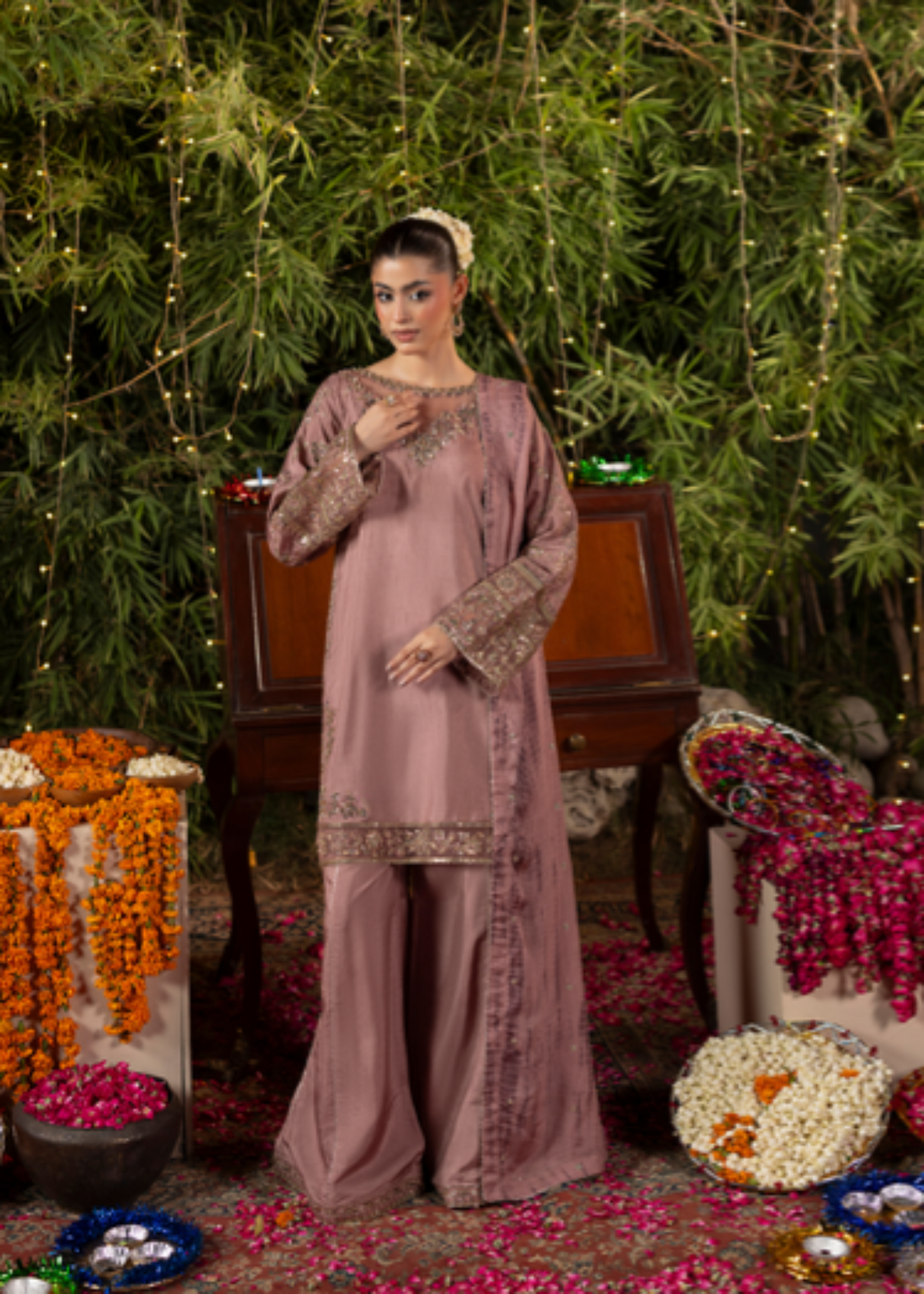 Mauve Silk Embroidered Pakistani Designer Suit Online in Dubai UAE Abudhabi Ajman Sharjah