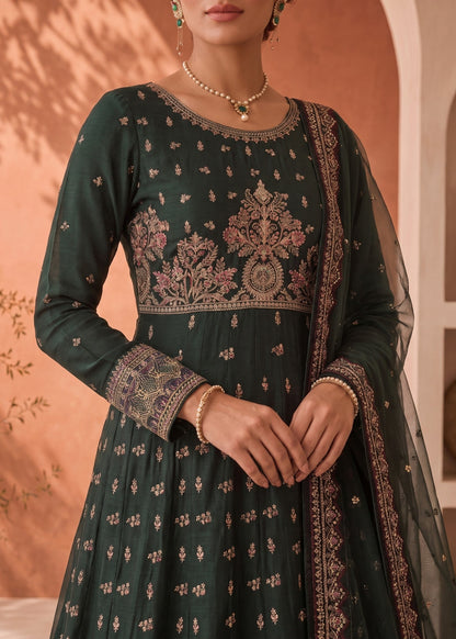 Green Chiffon Embroidered Maxi Dress Online in Sri Lanka India Australia