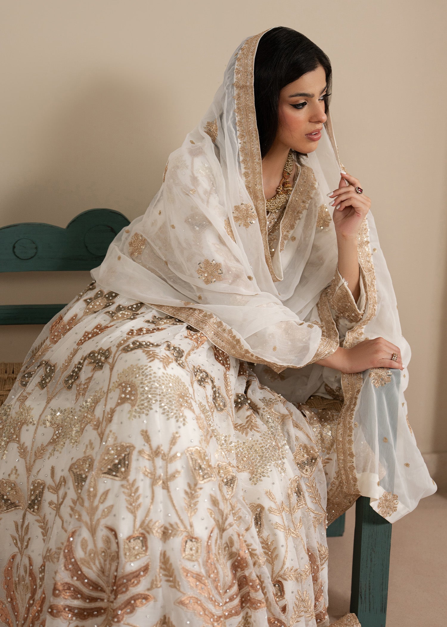 Maxi White Embroidered Chiffon Dress Online in UK USA Canada