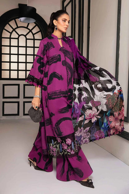 Purple Pure Lawn Suit with Chiffon Dupatta