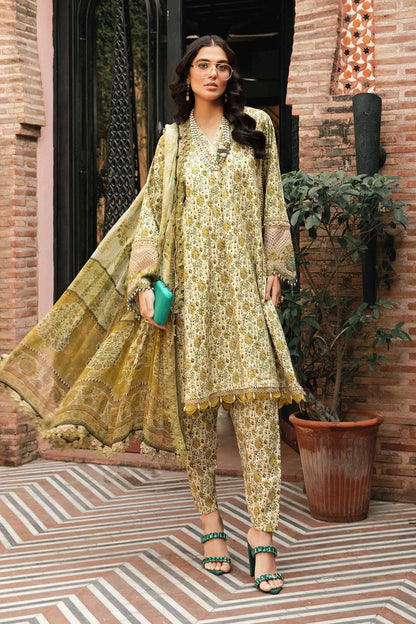 Sequins Embroidered Lawn Suit with Chiffon Dupatta