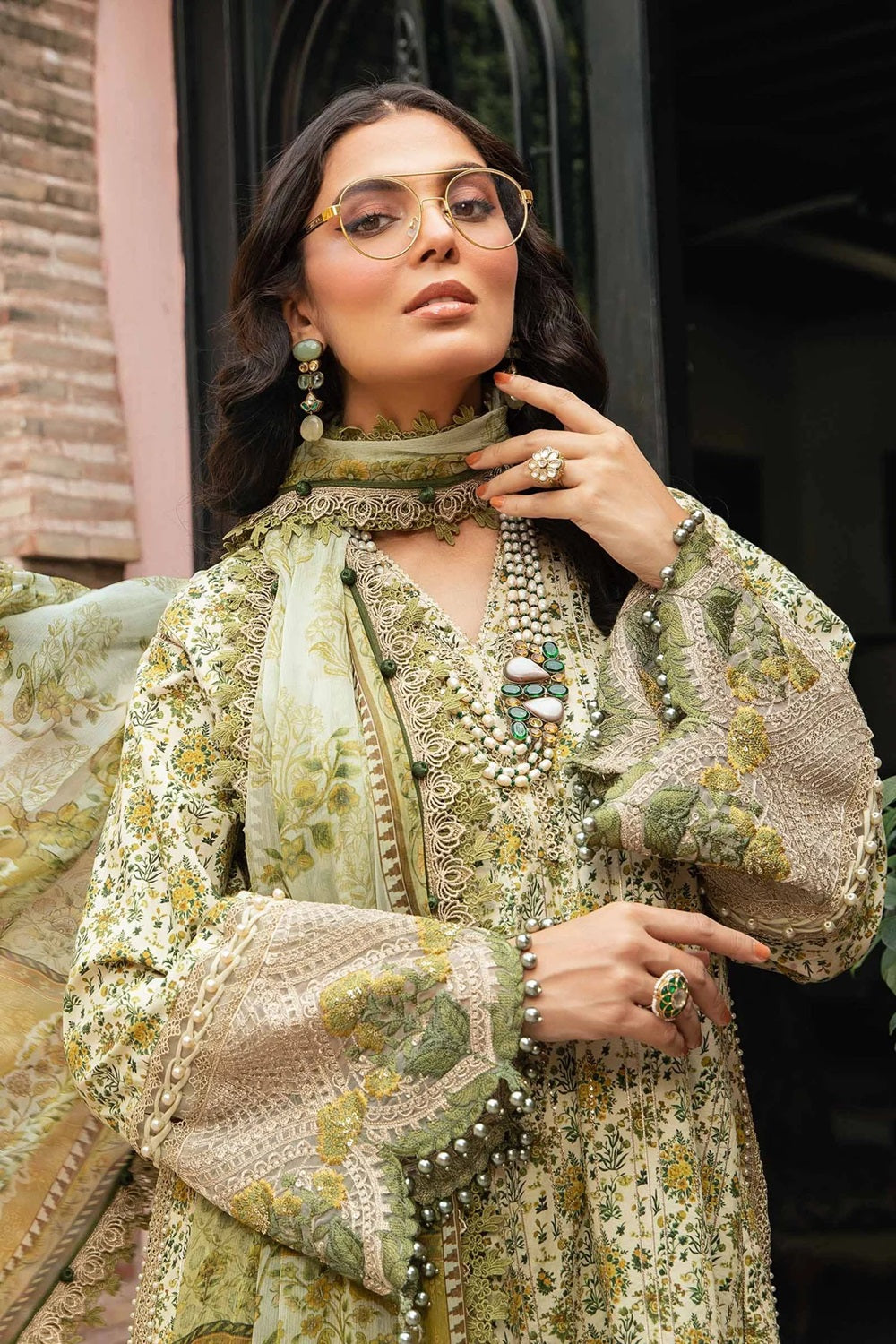 Sequins Embroidered Lawn Suit with Chiffon Dupatta