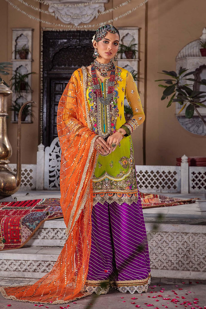 Skin Orange Readymade Pure Chiffon Suit