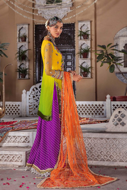 Yellow Green Readymade Pure Chiffon Suit