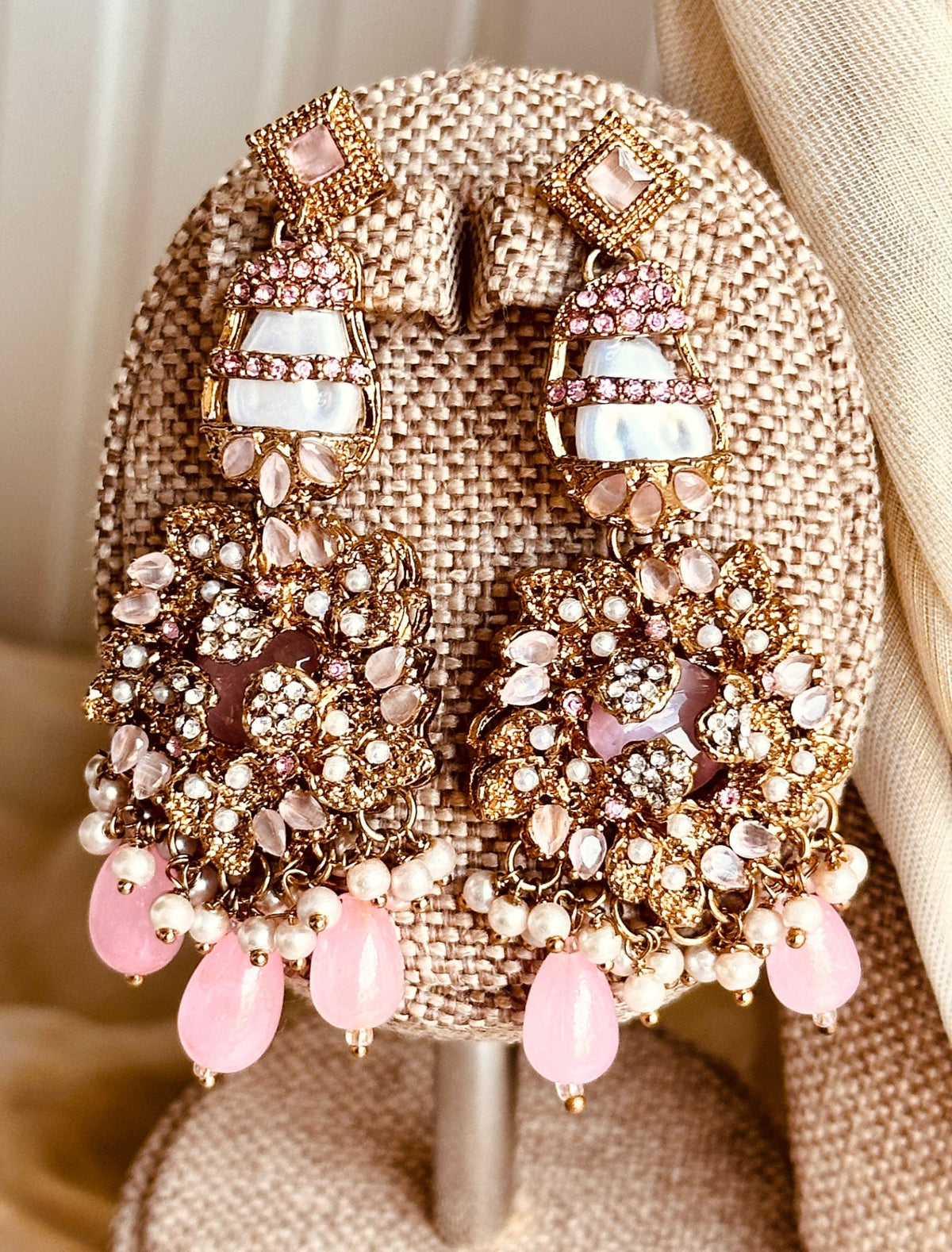 Mehves Pink 3 Piece Jewellery Set Online in KSA Riyadh Saudi Arabia Oman Bahrain Qatar