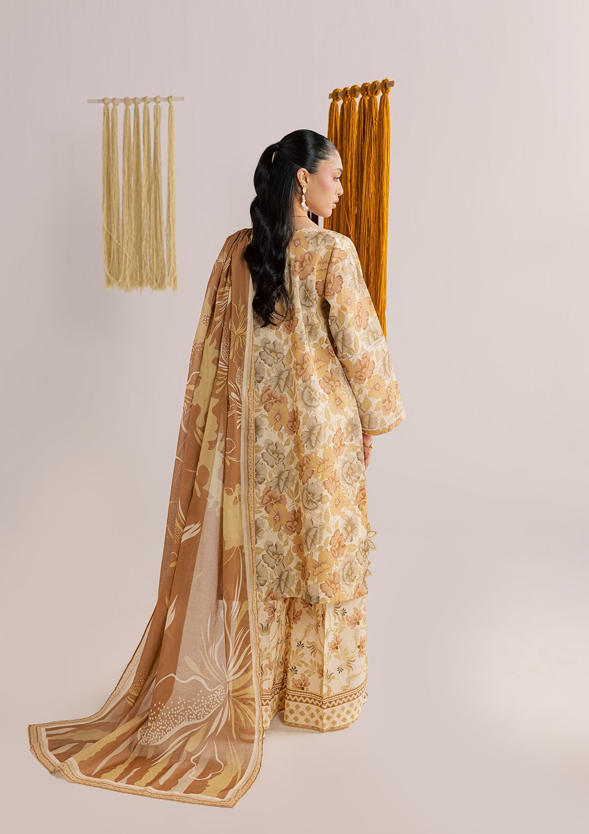 Mellow Yellow Embroidered Ladies Suit Online in KSA Riyadh Saudi Arabia Oman Bahrain Qatar