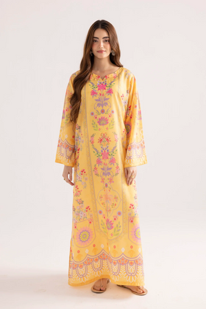 Mellow Yellow Silk Finish Lawn Kaftan Online in Dubai UAE Abudhabi Ajman Sharjah