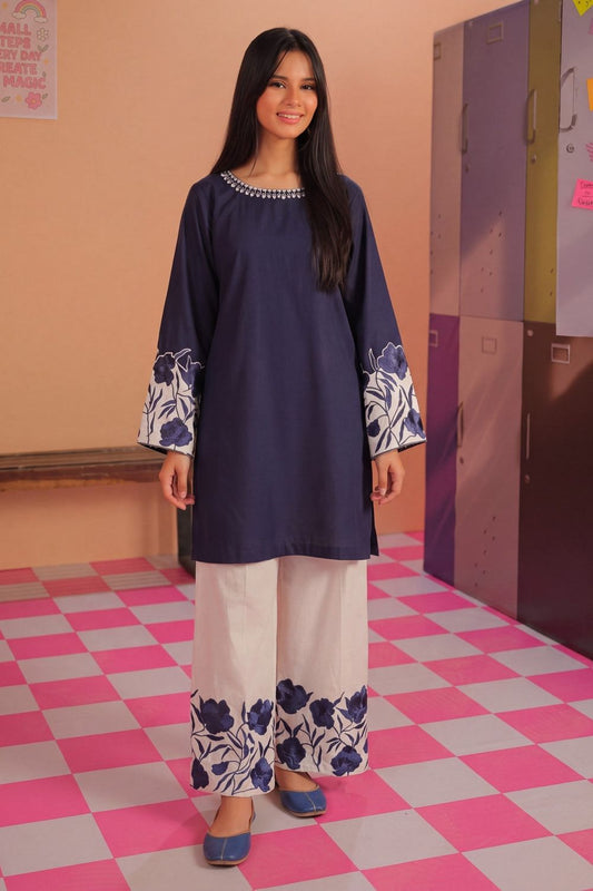 Midnight Blue Embroidered Cotton Kurta Pajama Online in Dubai UAE Abudhabi Ajman Sharjah