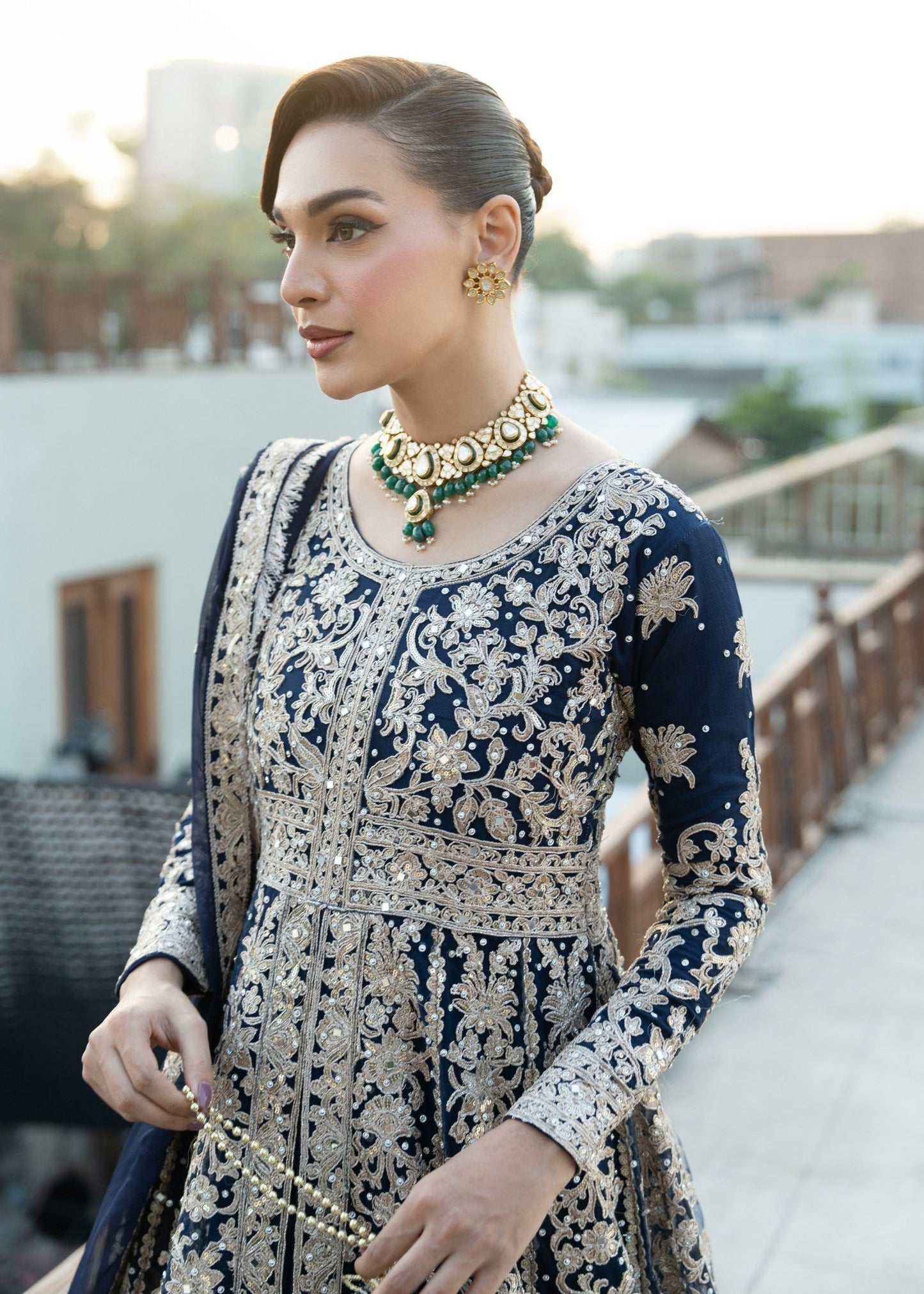 Midnight Blue Embroidered Wedding Suit Online in KSA Riyadh Saudi Arabia Oman Bahrain Qatar