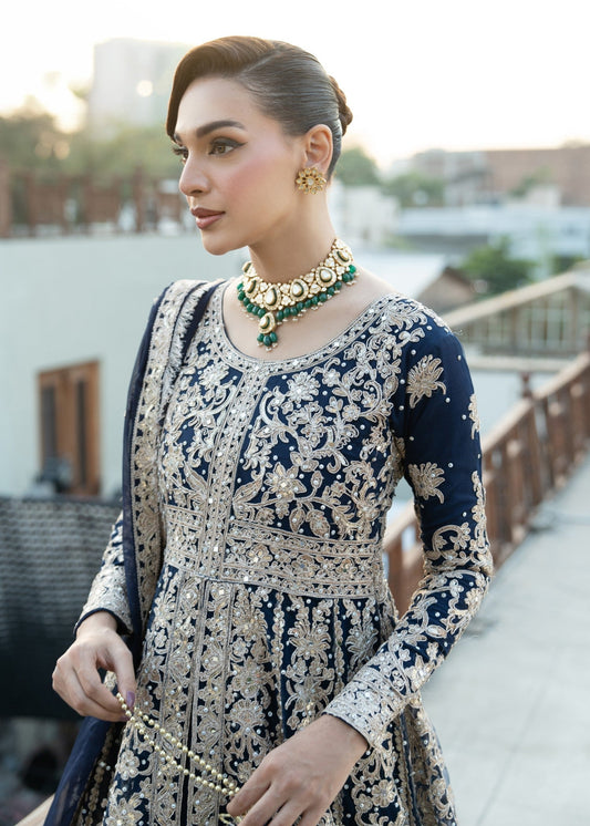 Midnight Blue Embroidered Wedding Suit Online in KSA Riyadh Saudi Arabia Oman Bahrain Qatar
