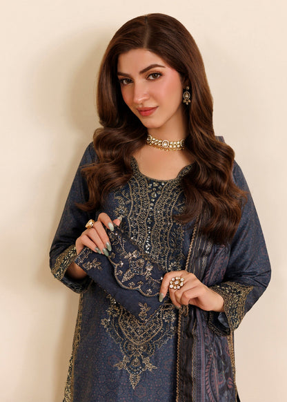 Midnight Blue Festive Party Wear Embroidered Pakistani Suit Online in UK USA Canada