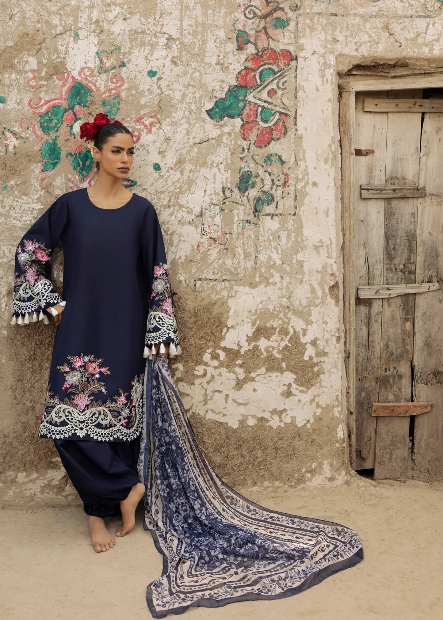 Midnight Blue Straight Kurta Patiala Suit Online in KSA Riyadh Saudi Arabia Oman Bahrain Qatar