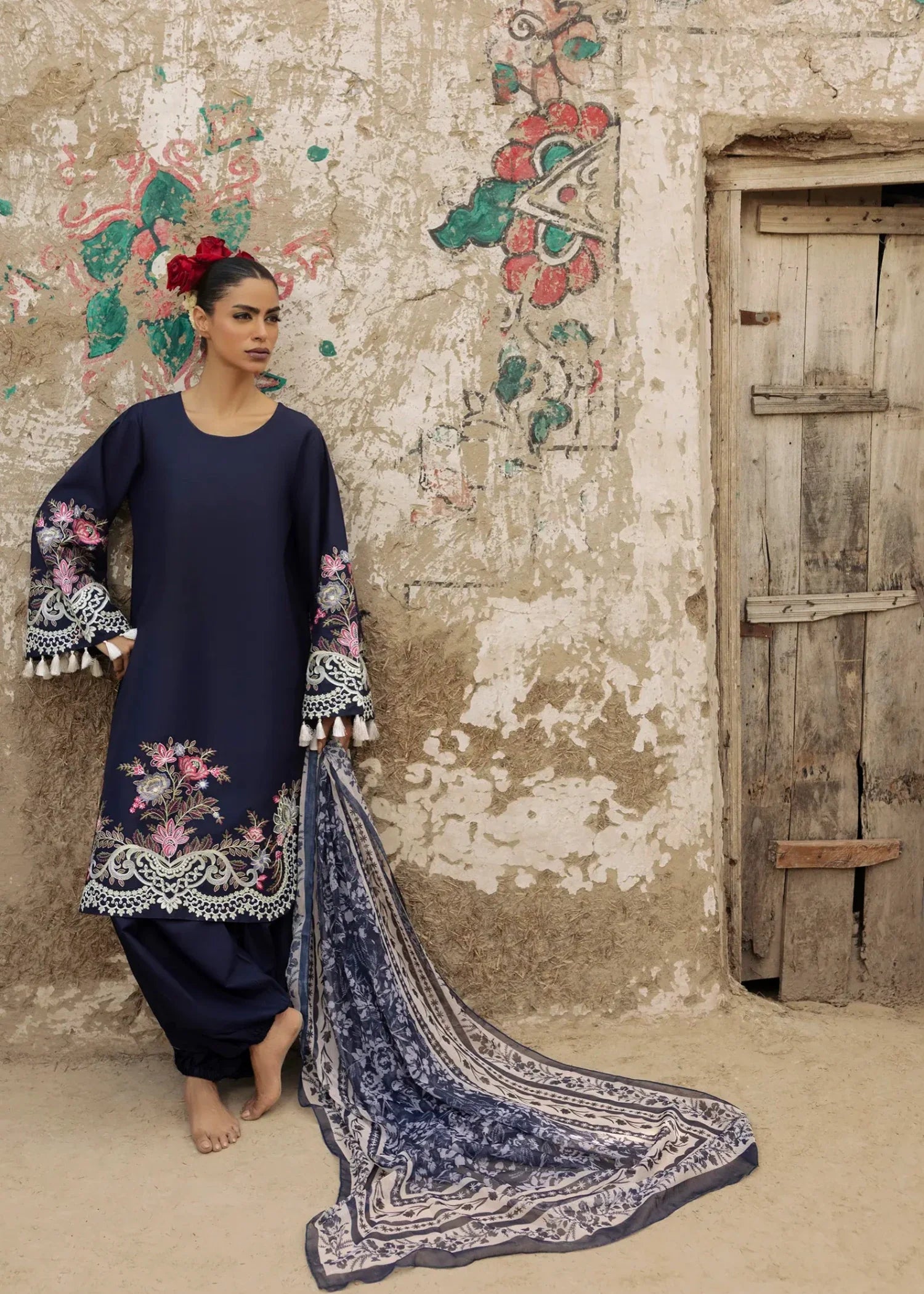 Midnight Blue Straight Kurta Patiala Suit Online in KSA Riyadh Saudi Arabia Oman Bahrain Qatar