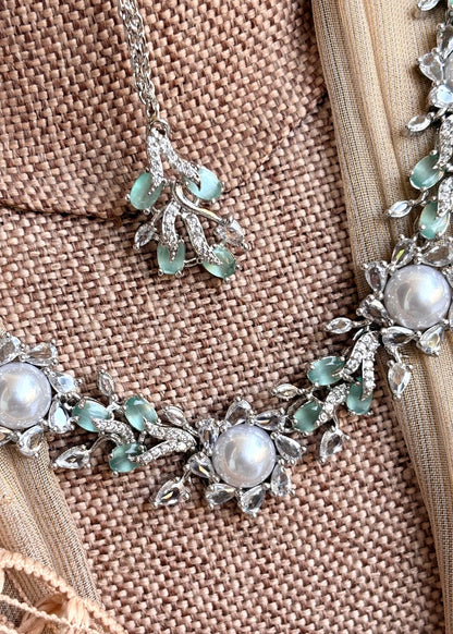 Mint Green Bridal Necklace Set Online in UK USA Canada