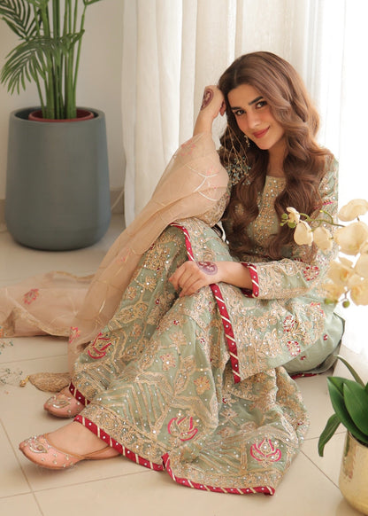 Mint Green Chiffon Gharara Dress Online in Dubai DXB UAE Abudhabi Meena Bazaar