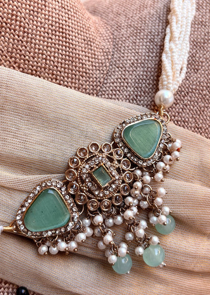 Mint Green Choker Necklace Set Online in KSA Riyadh Saudi Arabia Oman Bahrain Qatar
