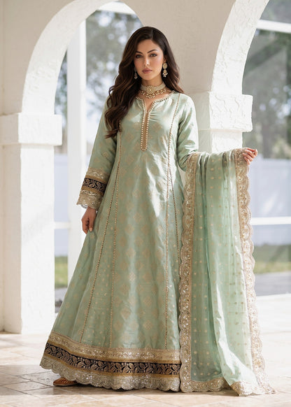 Mint Green Cotton Masuri 3 Piece Pishwas Suit Online in KSA Riyadh Saudi Arabia Oman Bahrain Qatar