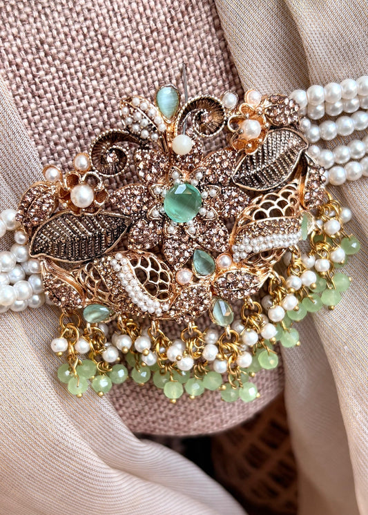 Mint Green Designer Choker Jewellery Set Online in KSA Riyadh Saudi Arabia Oman Bahrain Qatar