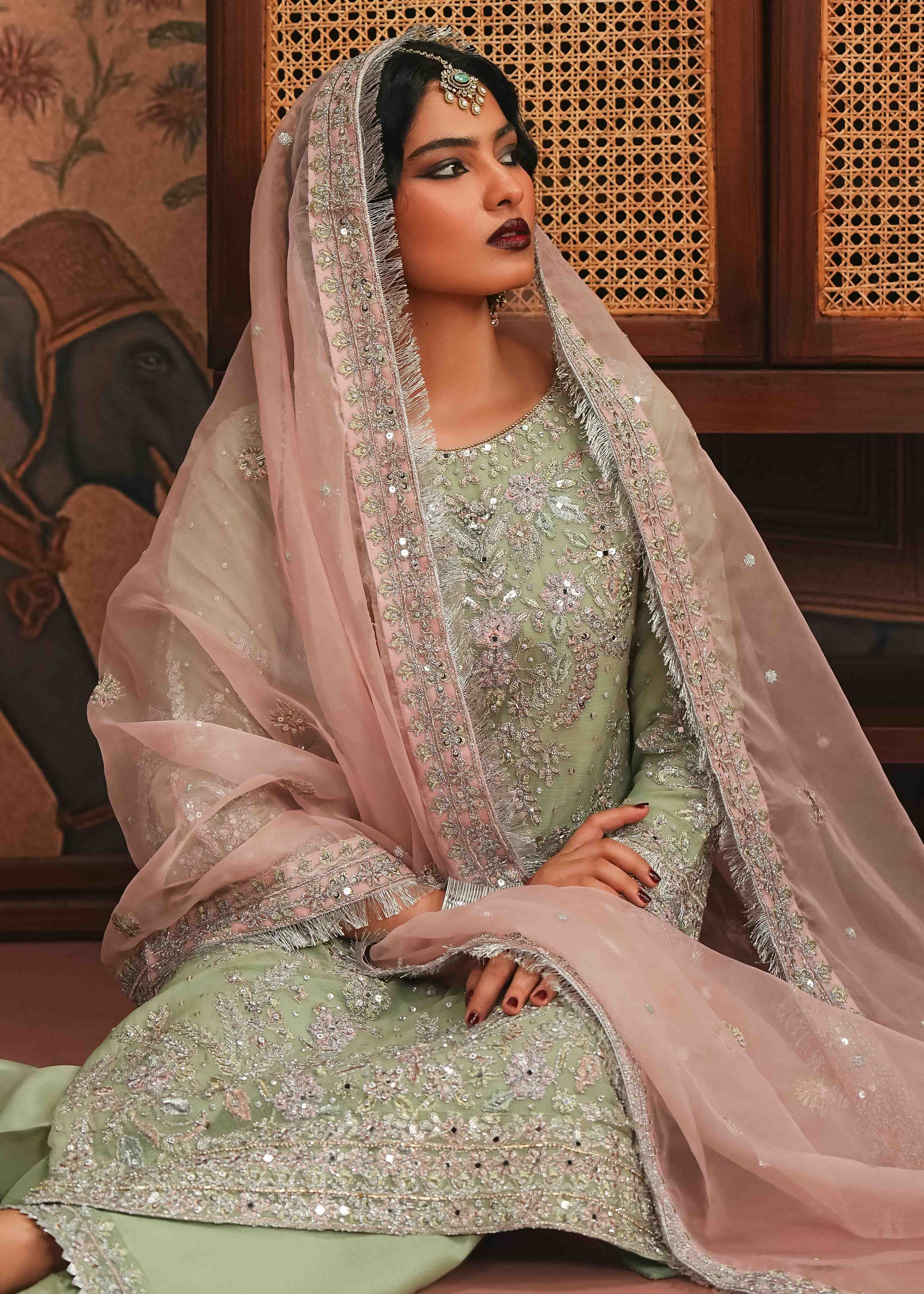 Mint Green Embellished Net Pakistani Suit Online in Dubai DXB UAE Abudhabi Meena Bazaar