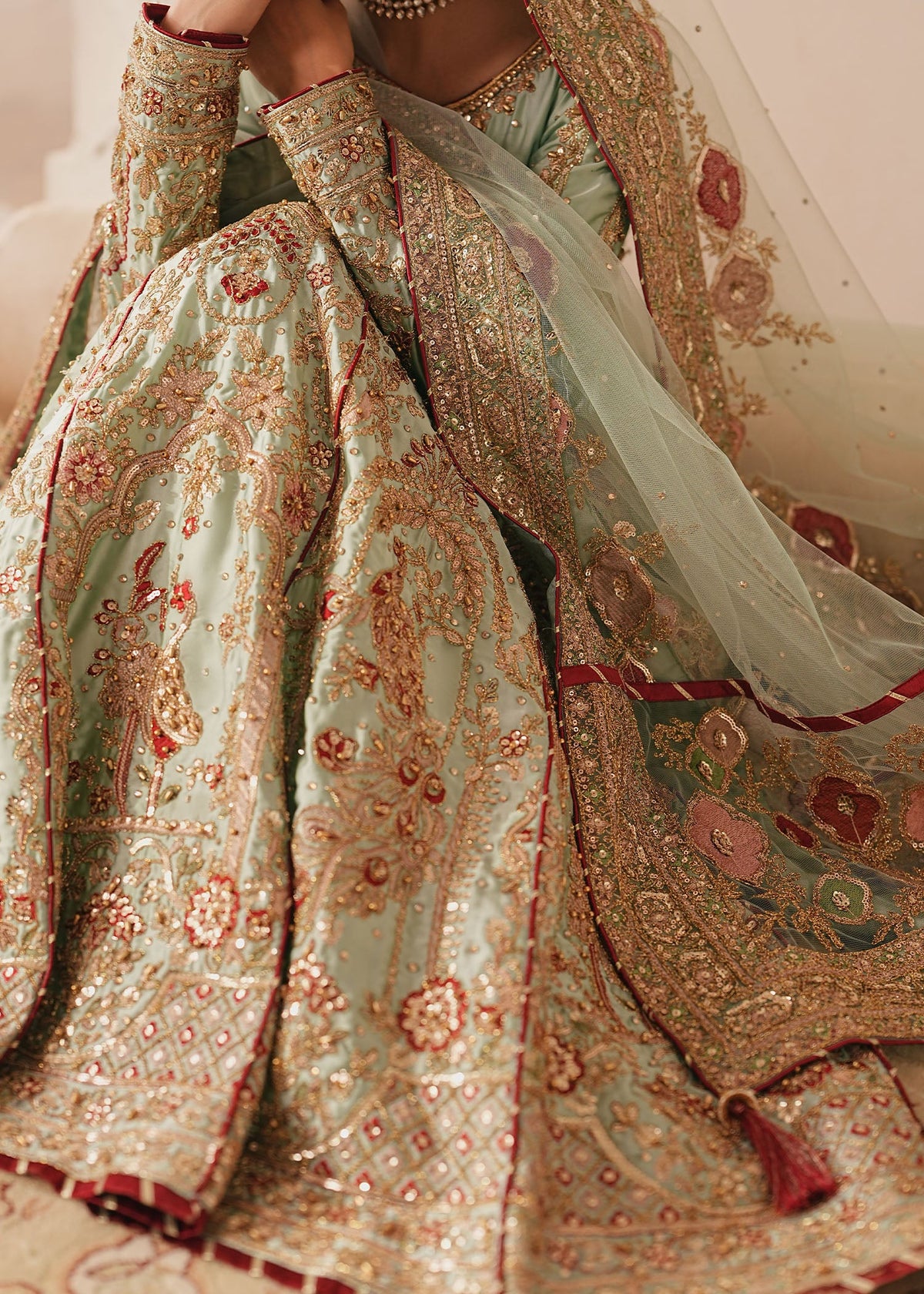 Mint Green Embroidered Anarkali Suit Online in UK USA Canada