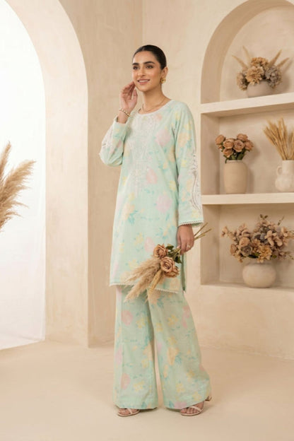 Mint Green Embroidered Cambric Cotton Co Ord Set Online in Dubai UAE Abudhabi Ajman Sharjah