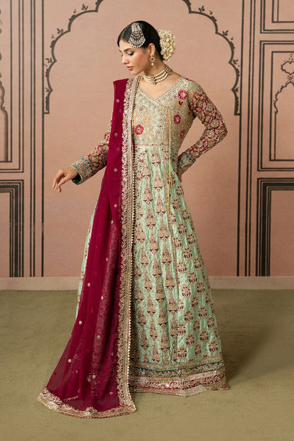 Mint Green Embroidered Chiffon Wedding Suit Online in Dubai UAE Abudhabi Ajman Sharjah