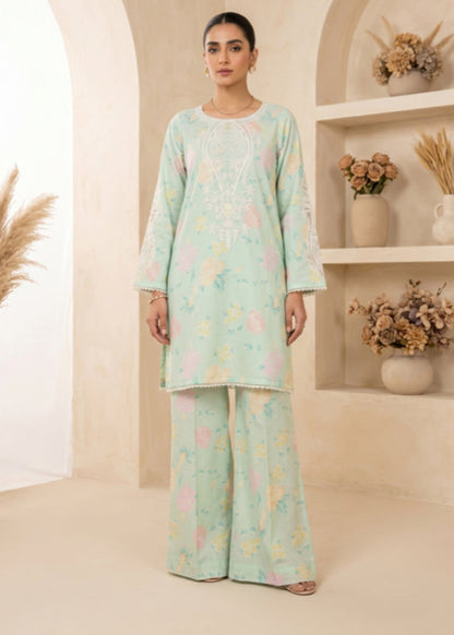 Mint Green Embroidered Cotton Plazzo Set Online in Sri Lanka India Australia