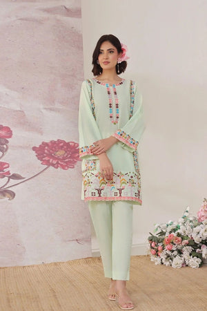 Mint Green Embroidered Lawn Cotton Straight Kurta Set Online in Dubai UAE Abudhabi Ajman Sharjah