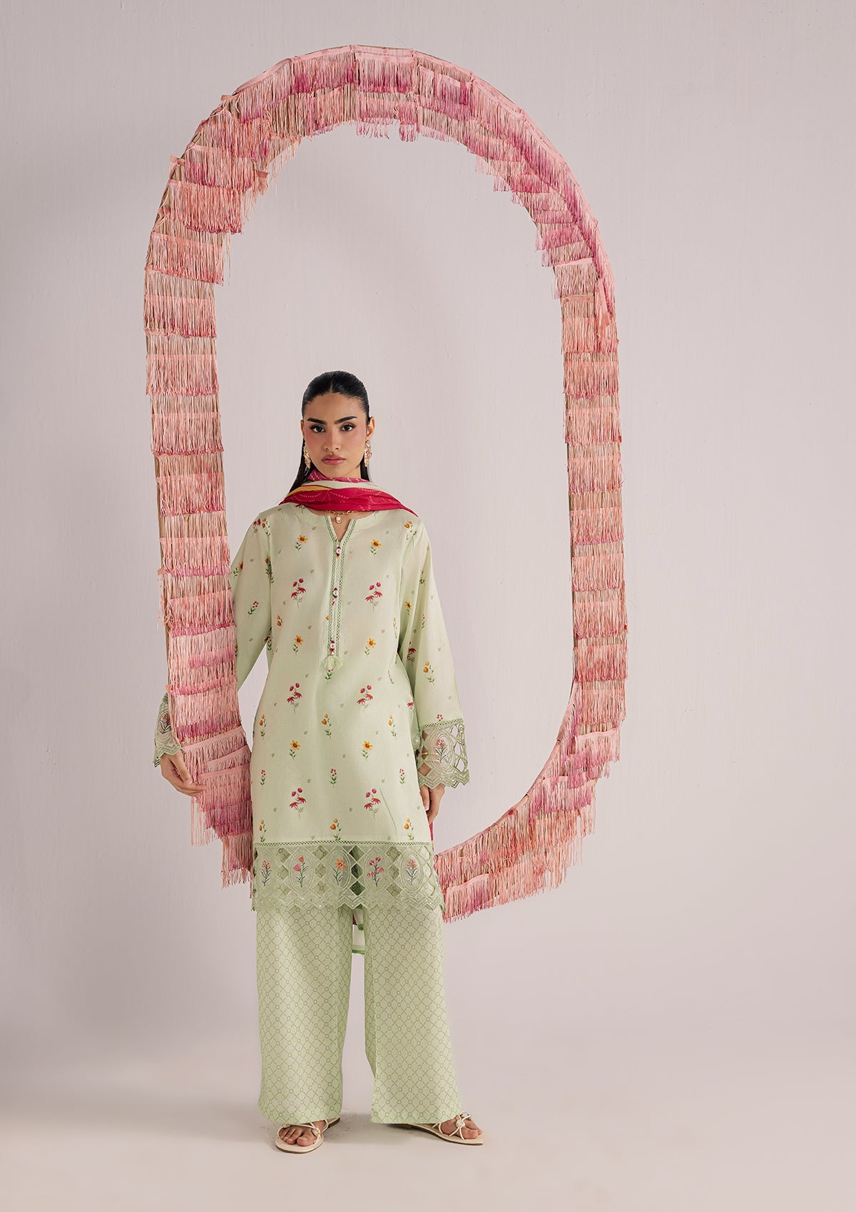 Mint Green Embroidered Lawn Top Bottom Dupatta Online in Dubai DXB UAE Abudhabi Meena Bazaar