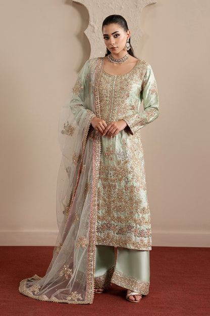 Mint Green Embroidered Net Wedding Suit Online in Dubai UAE Abudhabi Ajman Sharjah