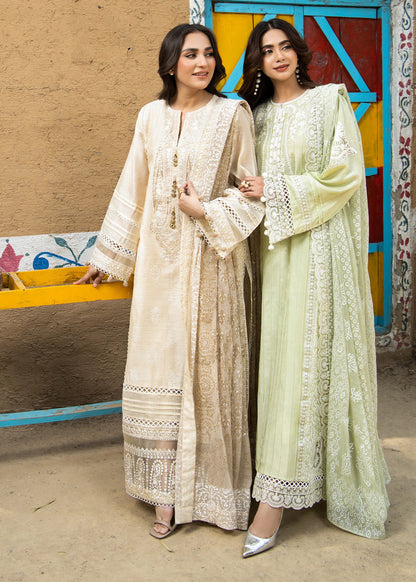 Mint Green Embroidered Raw Silk Festive Outfit Online in UK USA Canada