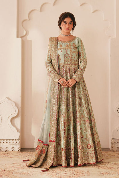 Mint Green Embroidered Silk Anarkali Suit Online in Dubai UAE Abudhabi Ajman Sharjah