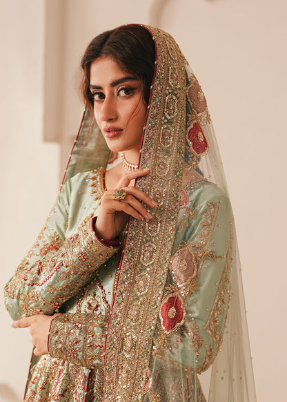 Mint Green Embroidered Silk Anarkali Suit Online in Dubai UAE Abudhabi Ajman Sharjah