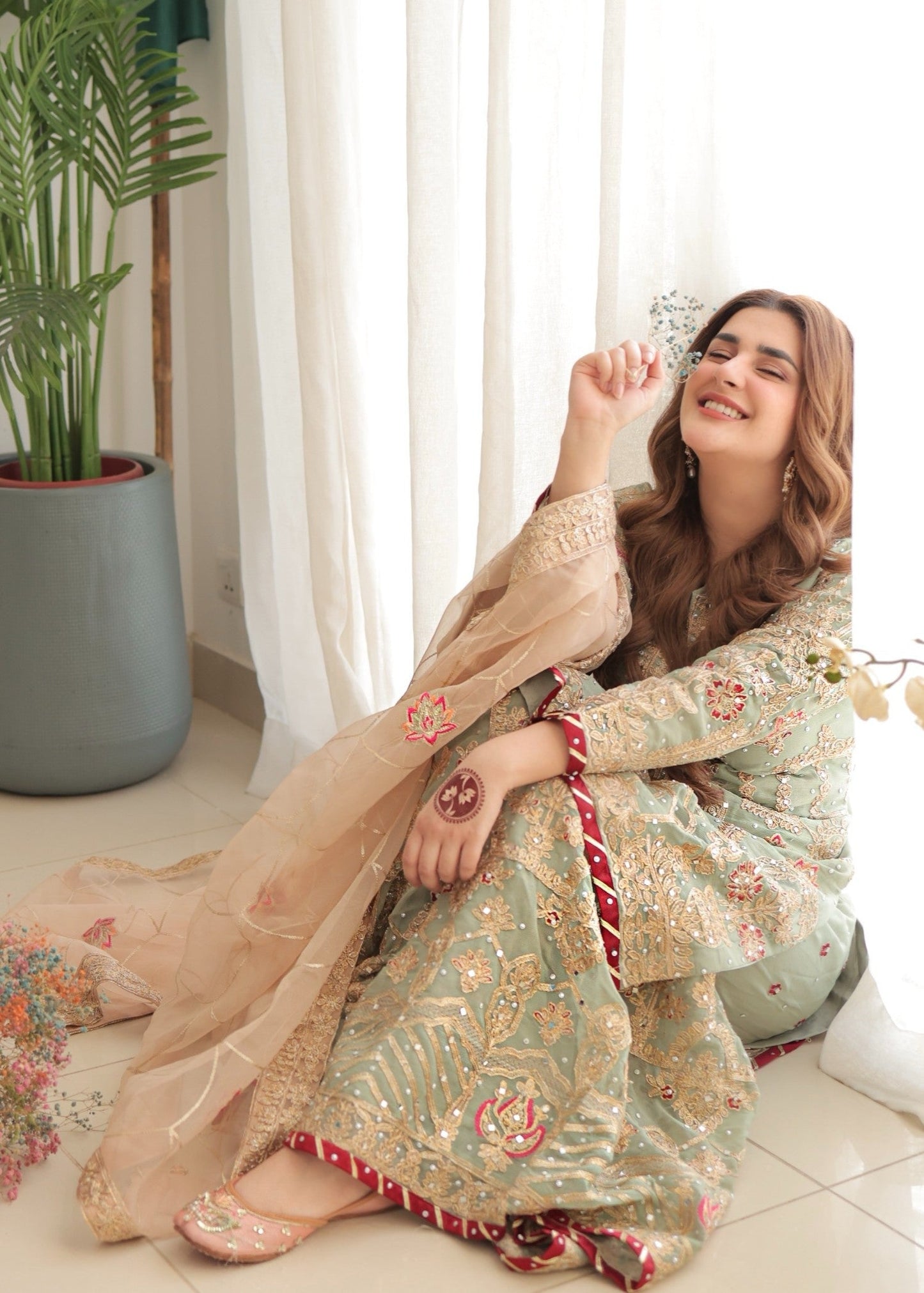 Mint Green Festive Gharara Suit Online in Sri Lanka India Australia
