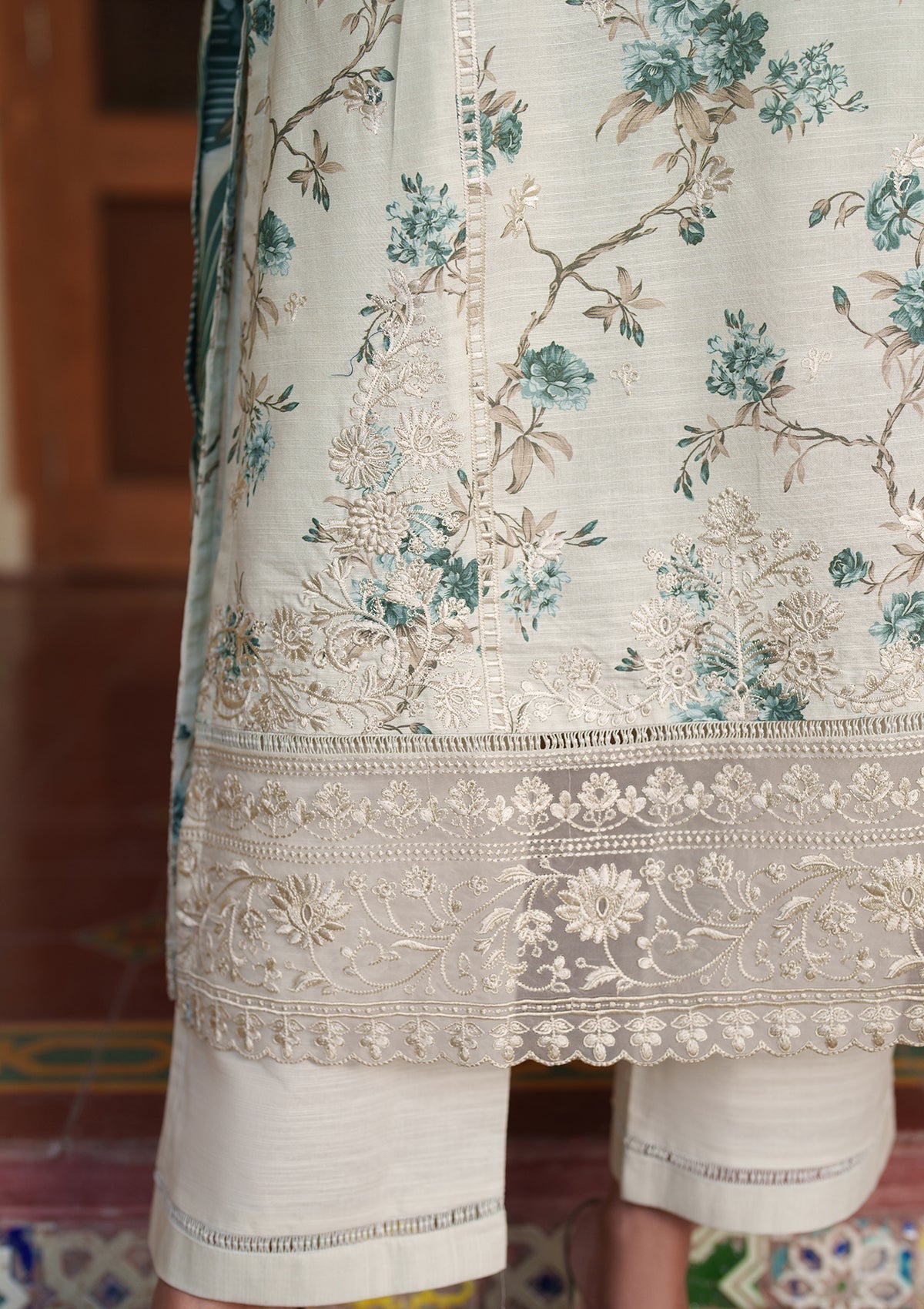 Mint Green Lawn Embroidered Salwar Kameez Online in Dubai UAE Abudhabi Ajman Sharjah
