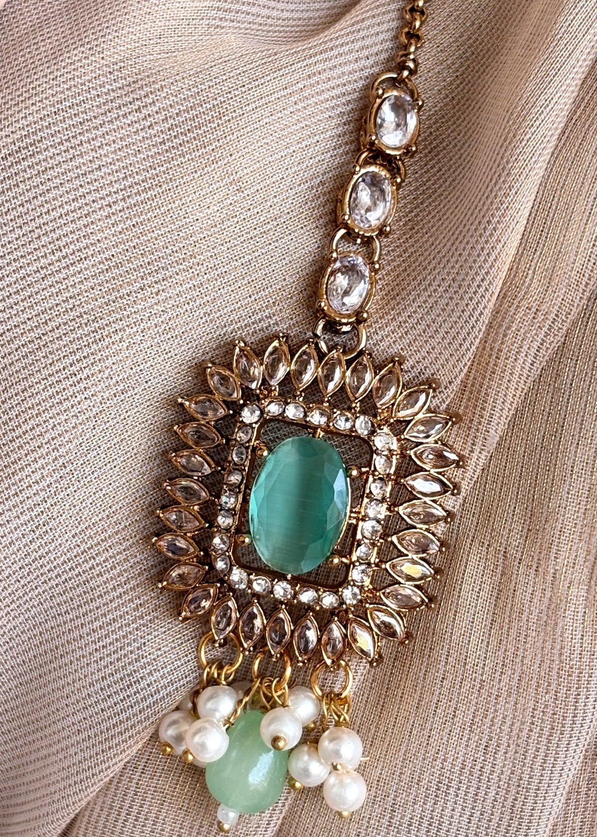 Mint Green Metal Choker Jewellery Set Online in UK USA Canada