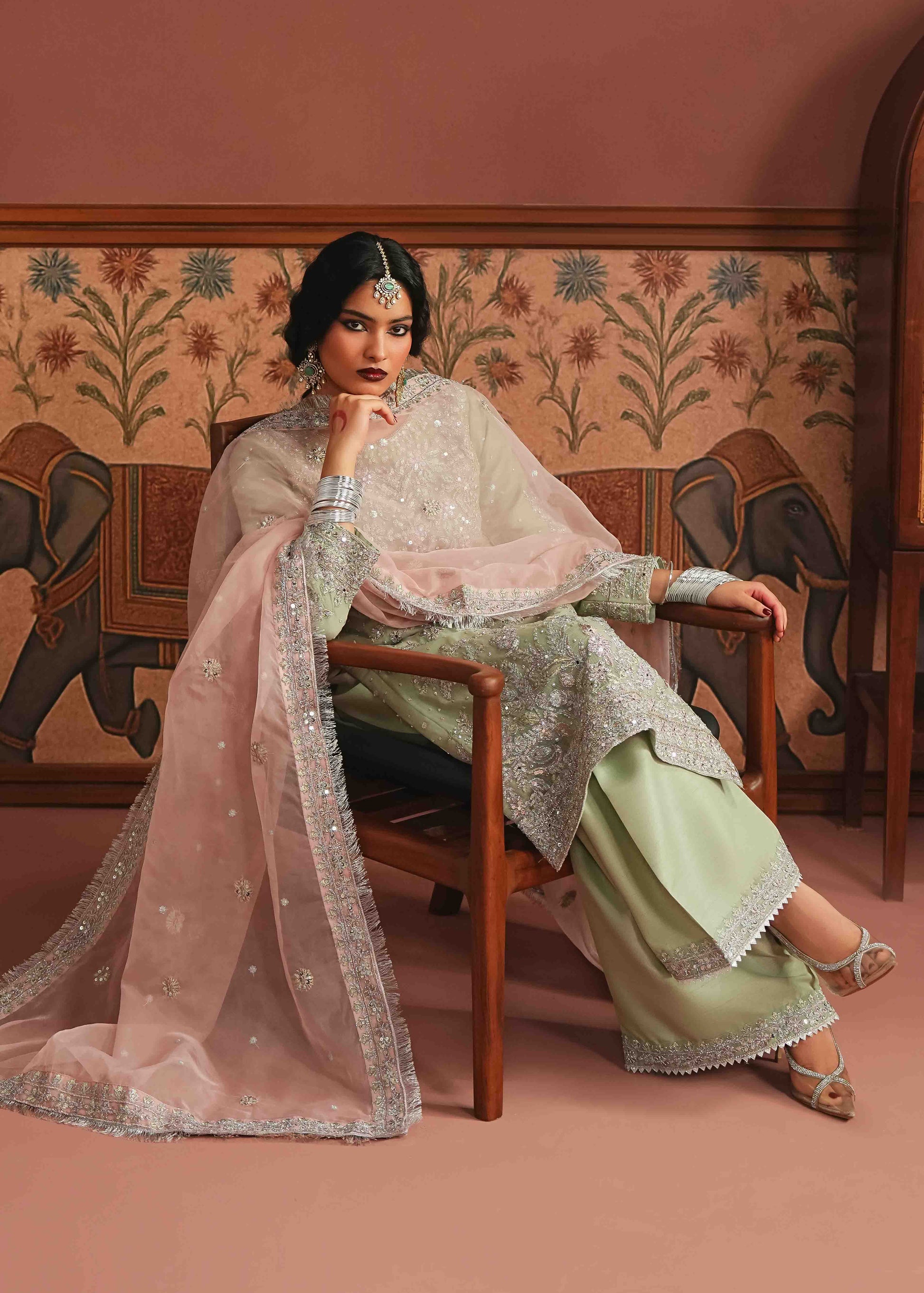 Mint Green Net Embellished Suit for Wedding Guest Online in Sri Lanka India Australia
