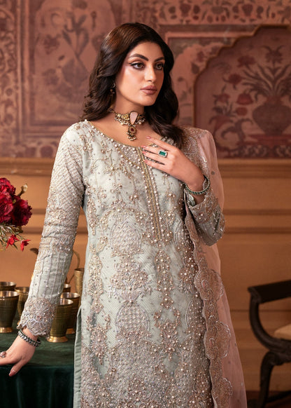 Mint Green Net Embroidered Ladies Salwar Suit Online in KSA Riyadh Saudi Arabia Oman Bahrain Qatar