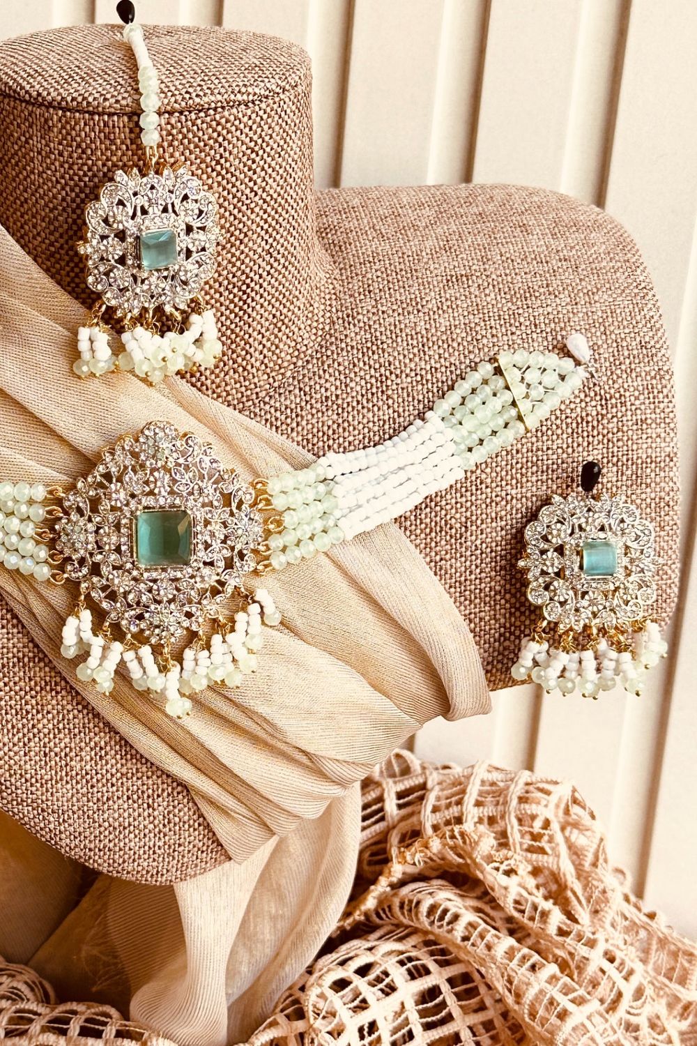 Mint Green Opera Luxe Choker Set Online in Dubai UAE Abudhabi Ajman Sharjah