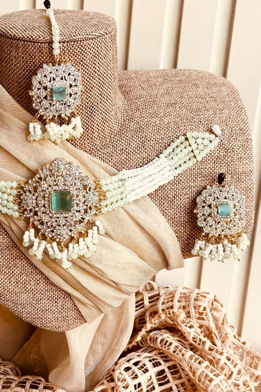 Mint Green Opera Luxe Choker Set Online in Dubai UAE Abudhabi Ajman Sharjah
