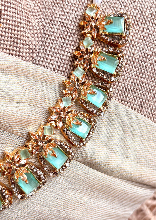 Mint Green Stone Jewellery Set Online in KSA Riyadh Saudi Arabia Oman Bahrain Qatar