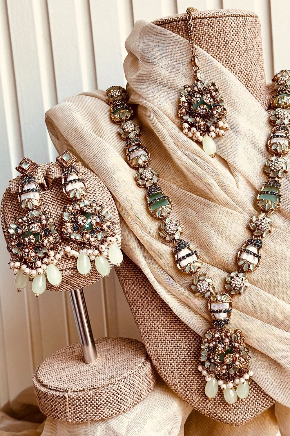 Mint Green Stone Work Turkish Jewellery Set Online in Dubai UAE Abudhabi Ajman Sharjah