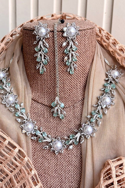 Mint Green Zircon Jewellery Set Online in Dubai UAE Abudhabi Ajman Sharjah