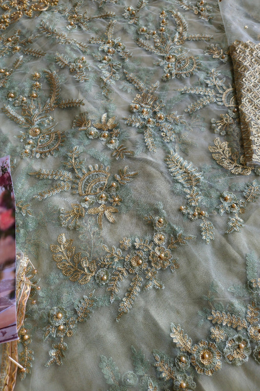 Mint Green Handmade Anarkali / Saree