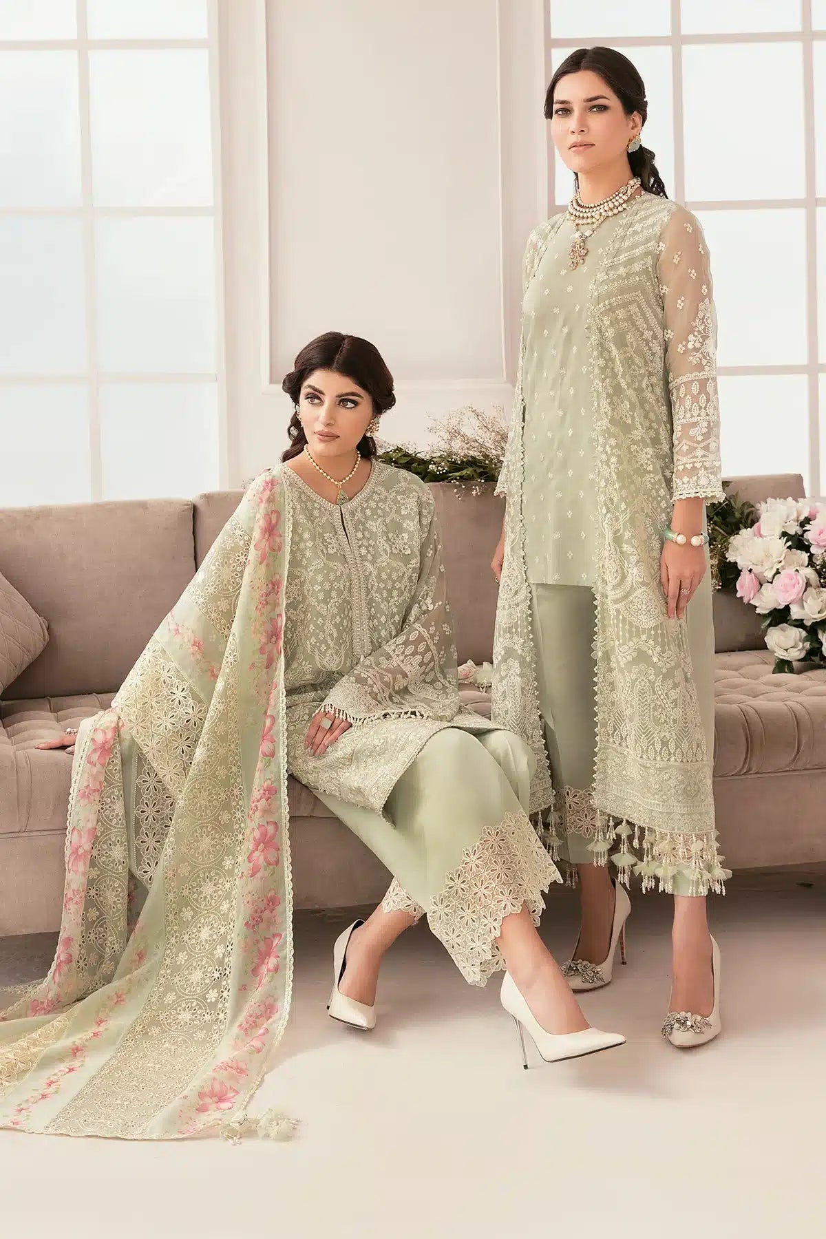 Mint Pure Chiffon Suit