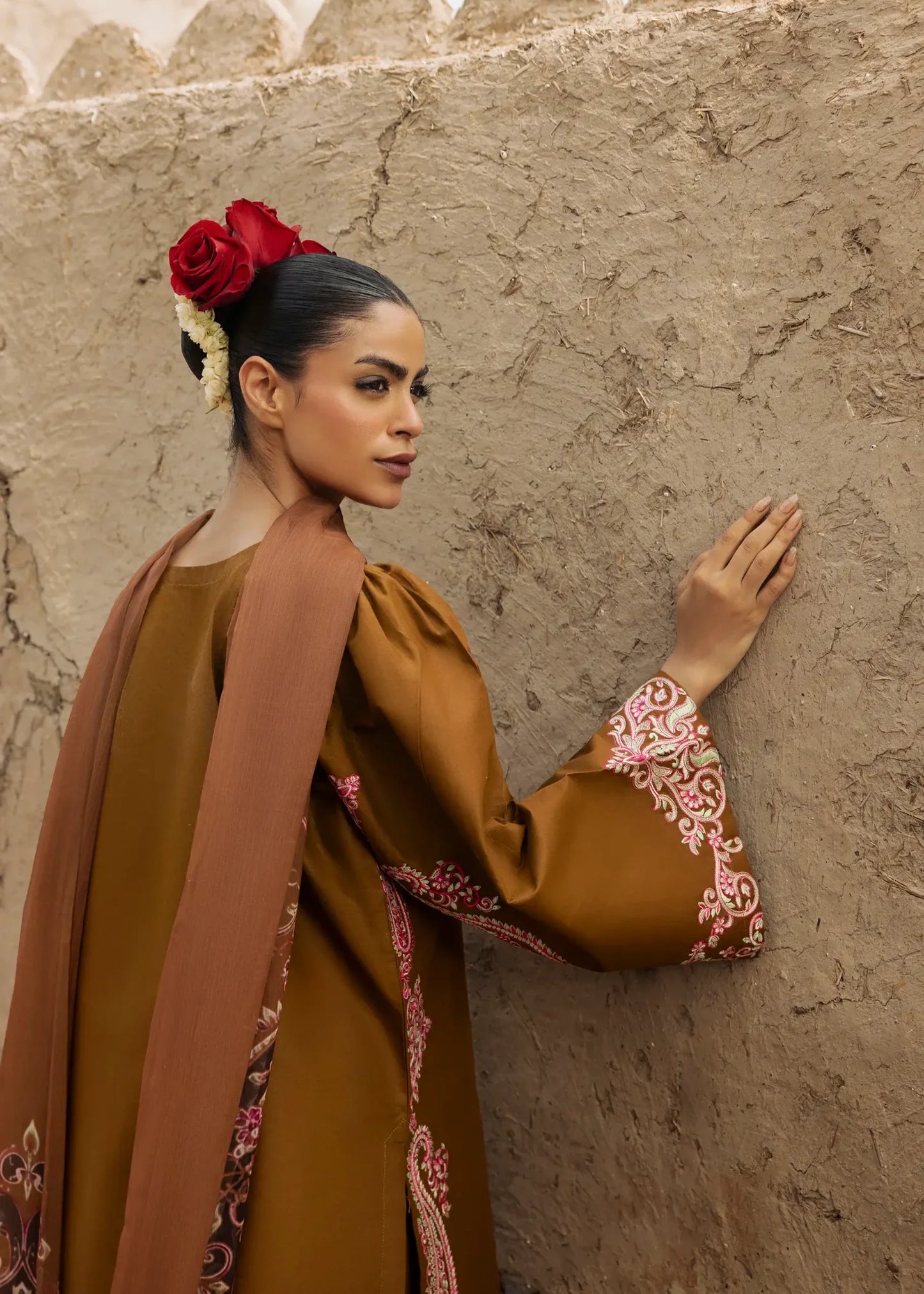 Mocha Brown Designer Lawn Suit Online in Dubai UAE Abudhabi Ajman Sharjah