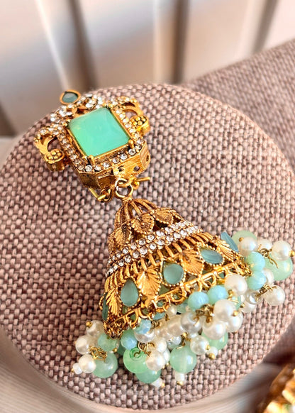 Modern Mint Choker and Earrings Set Online in UK USA Canada